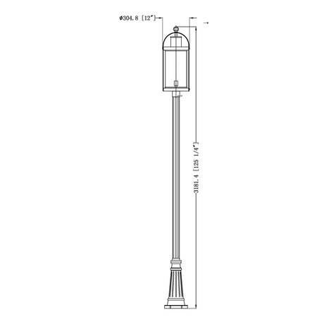 Z-Lite Roundhouse 1 Light Outdoor Post Mounted Fixture, Black And Clear Seedy 569PHXL-519P-BK